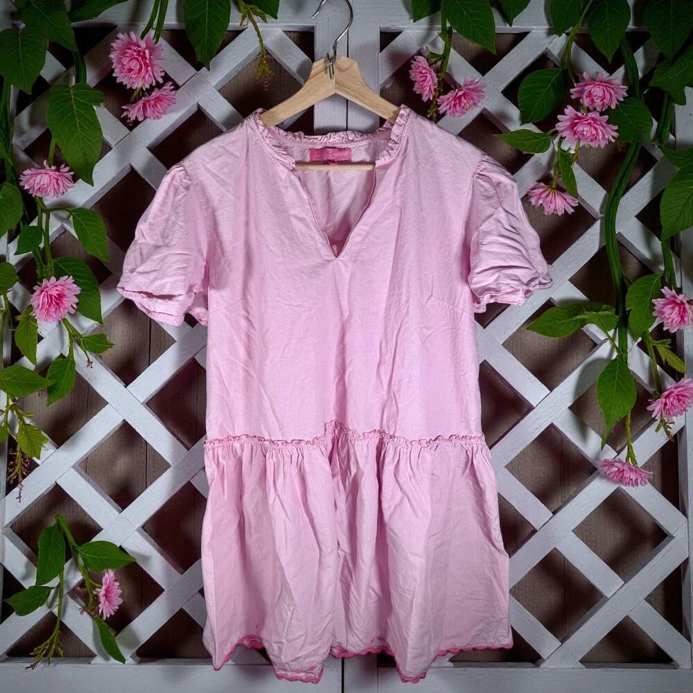 Simply Southern Women's Large Light Pink 100% Cotton S/S Coverup Mini Dress